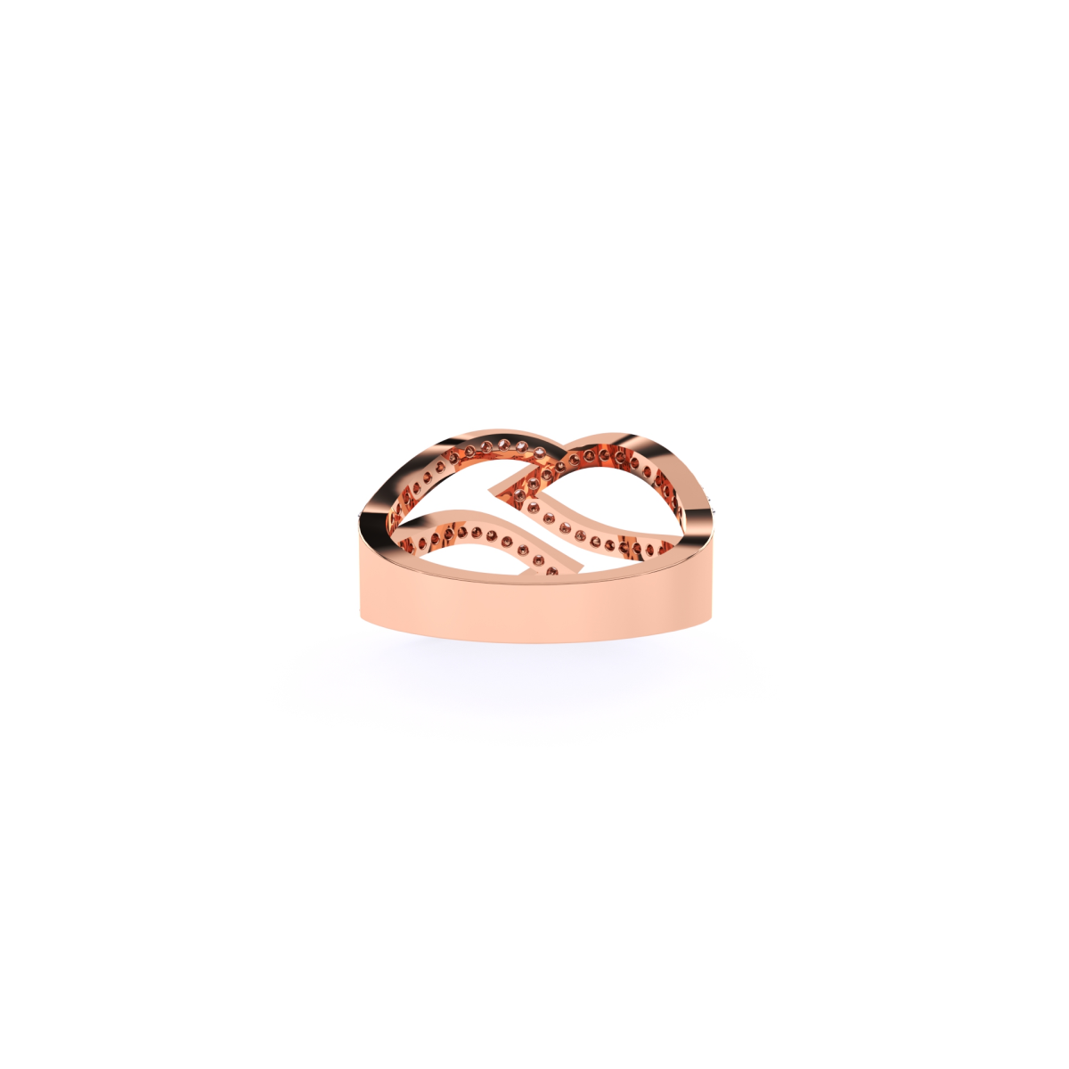 Trendy Open Leaf Style Diamond Wedding Ring